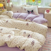 Parure de lit en flanelle sur mesure en gros, design uni, taille king queen, 4 pièces, housse de couette, drap de lit, édredon épais d'hiver pour la maison, l'hôtel