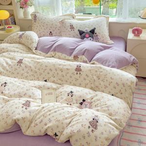 طقم أغطية سرير شتوي سميك مخصص بالجملة، تصميم صلب، مقاس كينج وكوين، 4 قطع من الفانيلا تشمل غطاء لحاف وملاءة سرير للمنزل والفنادق - Product Image 3