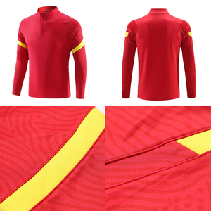 T-shirt à manches longues avec fermeture éclair et pantalon à taille élastique 2 pièces pour hommes, survêtement d'équipe de football, logo personnalisé, qualité stable, 1/4 - Product Image 4
