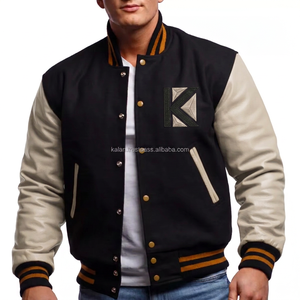 แจ็กเก็ตเบสบอลขนสัตว์ K-VJ-160ของผู้ชายเสื้อแจ็กเก็ตกันหนาวปักลายด้วยอักษรแฟชั่นแขนหนังสำหรับฤดูหนาว - Product Image 6