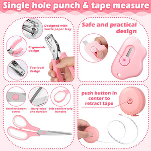 Bview Art 10 pièces <span class=keywords><strong>rose</strong></span> dissolvant de ruban adhésif distributeur trombones ciseaux Kit d'accessoires de <span class=keywords><strong>bureau</strong></span> pour accessoires de <span class=keywords><strong>bureau</strong></span> - Product Image 3