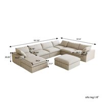 VOXHOME Canapé Nuage Moelleux Modulable Nordique Kaki pour Salon, Appartement, Hôtel – Ensemble Canapé Sectionnel 3, 4, 5, 6, 7 ou 8 Places