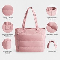 Benutzer definierte Logo Puffy Einkaufstasche Multifunktion Große Kapazität Geste ppte Einkaufstasche Leichte schwarze Puffer Einkaufstasche für Frauen