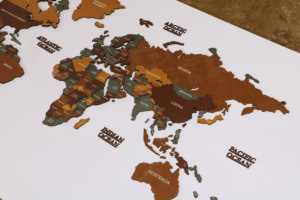 Trang chủ gỗ trang trí nội thất bản đồ thế giới treo tường thanh lịch Crafted hộp gỗ và dấu hiệu cho thiết kế nội thất - Product Image 3