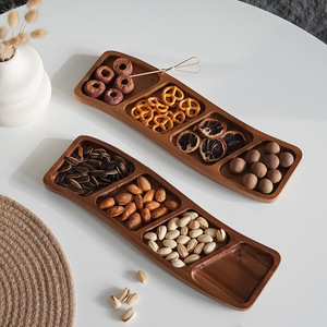 Wooden Serving <b>Tray</b> Four Compartment Bamboo <b>Snack</b> Plate For Nuts Dried Fruit Residential Use - Product Image 2