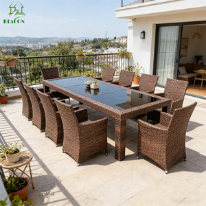 Ensemble de <span class=keywords><strong>salon</strong></span> de réunion <span class=keywords><strong>10</strong></span> places étanche Patio rotin meubles en osier extérieur <span class=keywords><strong>jardin</strong></span> salle à manger ensemble extérieur Table et chaise ensemble - Product Image 1