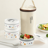 Ensemble de boîtes à lunch en PP + acier inoxydable 304, bento japonais, isotherme, anti-fuite, 400/600 ml, conteneur alimentaire durable avec sac