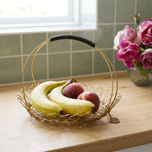 Minimalist Metal Fruit <b>Basket</b> <b>Round</b> <b>Storage</b> Container Kitchen Durable Welded - Product Image 5