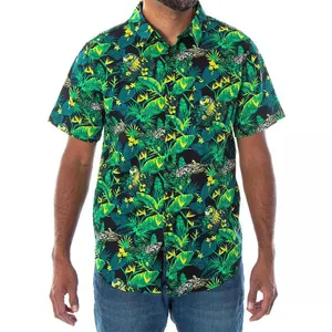 Дешевый пляжный стиль с коротким рукавом Повседневная гавайская рубашка на пуговицах