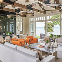 Yihao luxe moderne bague en or éclairage lustre personnalisé hôtel hall Villa escalier décoration pendentifs élégant contemporain