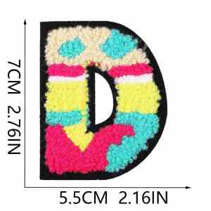 Patchs de lettres alphabétiques en chenille personnalisés, thermocollants pour vêtements, badges en tissu brodés DIY, appliques de couture colorées style universitaire - Product Image 2