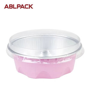 ABLPACK 100ML Contenant de cuisson <span class=keywords><strong>jetable</strong></span> en <span class=keywords><strong>aluminium</strong></span> coloré avec couvercle en PET, compatible <span class=keywords><strong>four</strong></span>, pour gâteaux et pains - Product Image 4