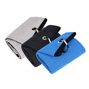 china supplier wholesale premium quality microfibre waffle golf towels custom logo hole with grommets