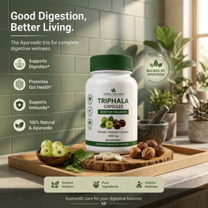 Cápsulas de Triphala 500 mg, Suplemento Herbal para el Bienestar Digestivo y el Crecimiento del Cabello, para Niños, 60 Cápsulas Vegetarianas, Fórmula Ayurvédica Propia - Product Image 1