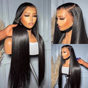 Perruques HD Lace cheveux vierges densité 250, perruques droites en cheveux humains Lace Front perruques, perruque brésilienne crue sans colle de cheveux humains de 30 pouces - Product Image 5