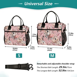 Bolsa de Almuerzo de Poliéster Rosa Hawaiano con Impresión Personalizada de Gran Capacidad, Cómoda de Llevar y Reutilizable - Product Image 2