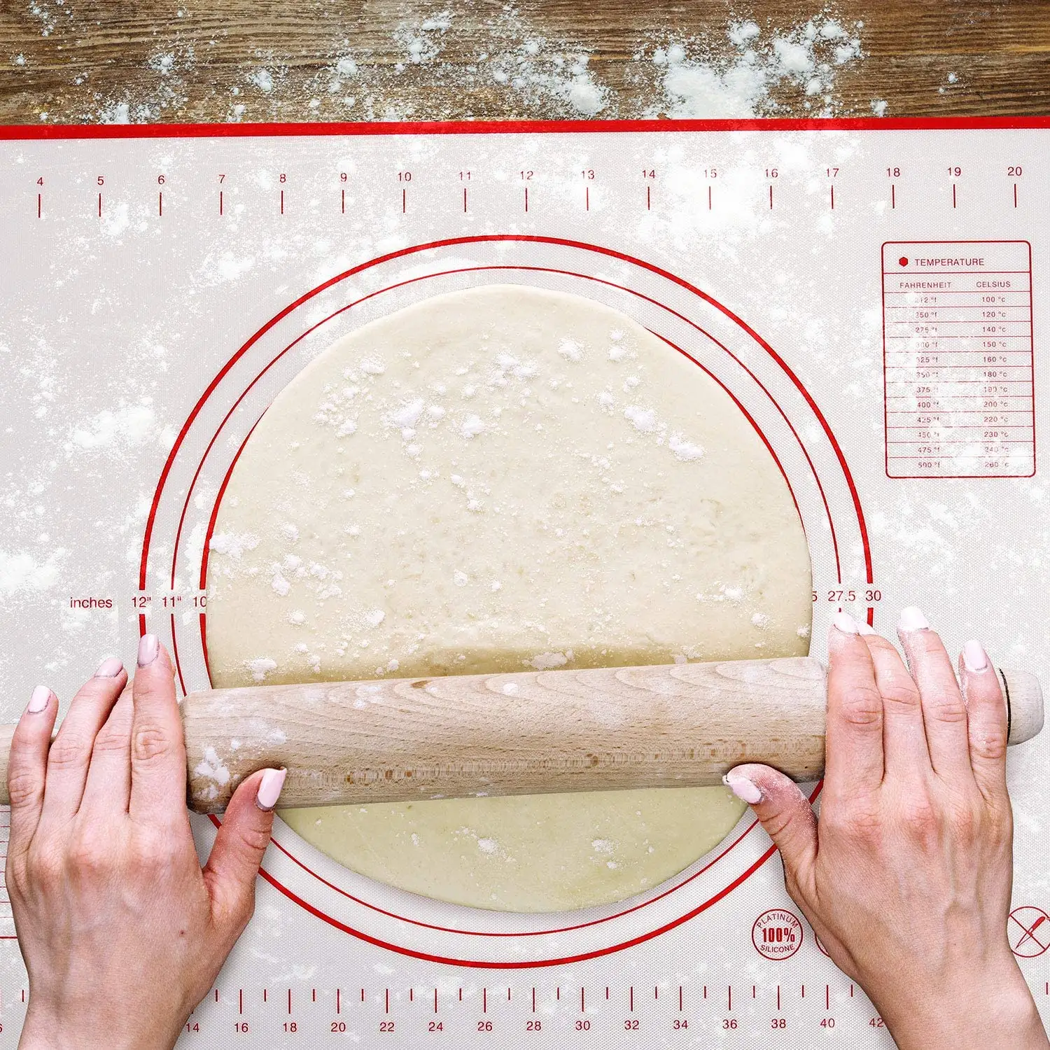 60 x 40 cm nonstick nonslip silicone pastry rolling mat with measuring marks silicone dough sheet BPA free and easy to clean