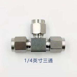Conector de Compresión de 3 Vías LJFLO de 1/4 de Pulgada de Acero Inoxidable para Líneas de Gas, Uso en Laboratorio - Product Image 1