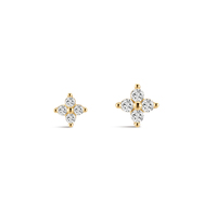 CANNER Bijou de piercing d'oreille minimaliste en or massif 14K avec zircon à quatre pétales et titane G23 pour labret, hélix, tragus