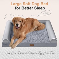 Lit pour animaux de compagnie en gros, lit orthopédique imperméable pour chien, tissu personnalisé en velours cristal et flanelle pour les détaillants d'articles pour animaux de compagnie, usine OEM ODM