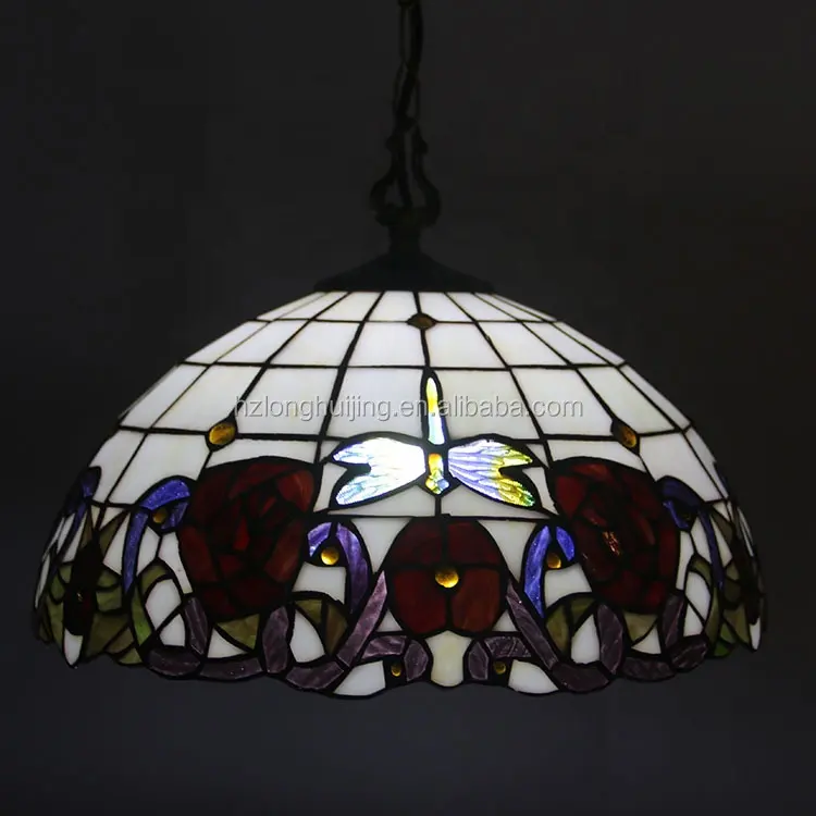 לונגהויג'ינג טיפאני תליון אורות 2 אור 16 אינץ' רוחב ויקטוריאני עתיק בסגנון ויטראז' מנורת תלייה למטבח