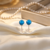 Zertifizierte 925 Sterling Silber Natürliche Mexikanische Blaue Bernstein Ohrstecker für Frauen Hohe Klarheit Handgefertigtes Geschenk für Sie Feiner Schmuck