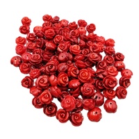 Perles de pierres précieuses en vrac pour grossistes, perles de corail rouge bambou marin semi-percées en forme de fleur pour la fabrication de boucles d'oreilles et de bijoux en corail