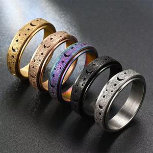 Moda Rainbow Moon Star Ansiedade Anéis para Mulheres Homens Aço Inoxidável Fidget Anel Anti Ansiedade Anel Stress Relief Spinner Presente - Product Image 2