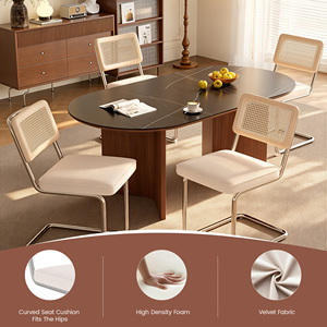 Sillas de Comedor Ergonómicas Comerciales con Respaldo Transpirable, Tapizadas en Cuero PU, Estructura de Metal Cromado Moderno para Restaurante - Product Image 5