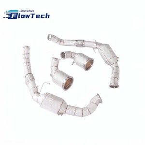 Tuyau de descente à haut débit FlowTech SS304 avec bouclier thermique et OPF pour Porsche Panamera 976 2.9T V6 2024+ – Fixation directe par boulons - Product Image 3