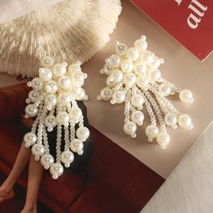 3Dフラワーデコレーション手作りDIY織りパール生地パッチ衣類ウェディングドレスアップリケ材料アクセサリーヘア - Product Image 4