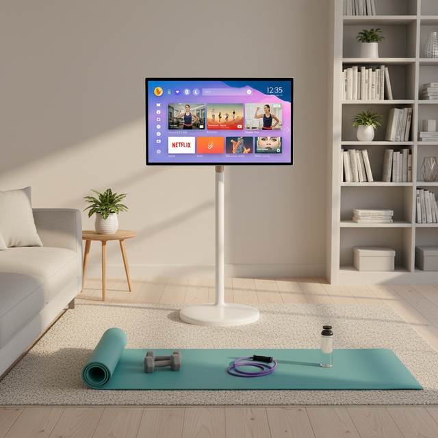 32 Inch Mobile Friend Smart Display with Touch Screen Rotatable Stand All in One Portable Television for Ladies