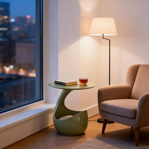 Table de chevet créative nordique avec lit partagé pour chat, meuble moderne pour animaux de compagnie, table de chevet de salon en verre de forme spéciale - Product Image 4