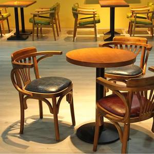 Stile tradizionale retrò sedia ristorante cafe <span class=keywords><strong>rattan</strong></span> sedia da pranzo in legno massello moderna coffee shop tavoli e sedie - Product Image 4