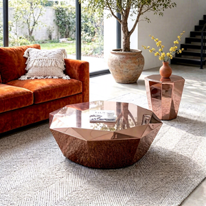 Table basse <span class=keywords><strong>de</strong></span> luxe en acier inoxydable <span class=keywords><strong>or</strong></span> rose, design moderne en forme <span class=keywords><strong>de</strong></span> diamant, facile à nettoyer, pour salon, villa, <span class=keywords><strong>maison</strong></span> - Product Image 2
