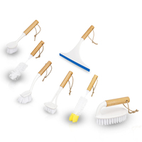 Brosse de nettoyage de cuisine en gros avec manche en bambou, éponge à vaisselle pour casseroles et poêles, brosse à récurer pour la vaisselle, nettoyant ménager pour la cuisine