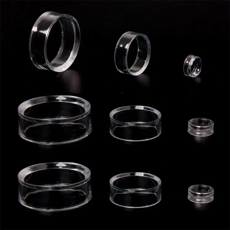 Soporte de exhibición de anillo acrílico de 3 tamaños, esferas de plexiglás redondas transparentes, soporte de exhibición Mineral