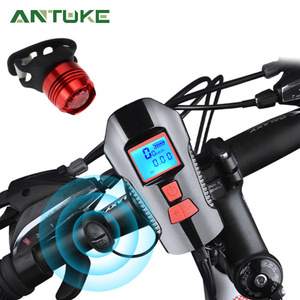 Antuke Smart Bike Headlight Front Led Light IpX5 Waterproof With Speedometer And Horn <b>USB</b> Rechargeable Aluminum Alloy - Product Image 1