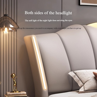 Mobilier de chambre à coucher moderne et luxueux en bois lits rembourrés souples cadre de lit double pleine grandeur Ensemble en cuir avec rangement design flottant
