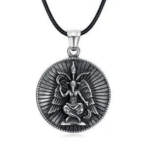 Dual Sided Baphomet Goat Satanic Satan Leviathan Pendant Necklace Stainless Steel Devil Lucifer Symbol Jewelry Men Women