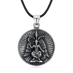 Baphomet de doble cara para hombres y mujeres, collar con colgante de Satán, Cabra, Satán, Leviatán, <span class=keywords><strong>diablo</strong></span>, <span class=keywords><strong>Lucifer</strong></span>, acero inoxidable, símbolo de joyería - Product Image 1