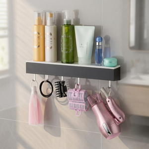 Hot Selling Space-saving ABS Material Kitchen Hanging <b>Rack</b> Good Quality Magnetic Small Platform with 6 Hooks - Product Image 3