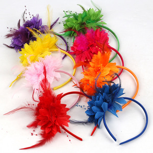 Serre-tête Fascinator pour Fête du Thé, Bal de Promo, Mariage, Accessoire de Cheveux, Coiffe, avec Fleurs Colorées, Plumes et Voile - Product Image 3