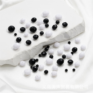 Cuentas Facetadas Acrílicas Blancas y Negras de 7-12 mm, Accesorios para Hacer Joyas, Colores Mezclados, Orificio Recto, Suministros para Manualidades Infantiles - Product Image 2