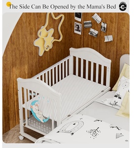 Lits bébé multifonctions Lits bébé en bois convertibles en <span class=keywords><strong>lit</strong></span> pour tout-petits avec lumières intégrées avec rangement - Product Image 5