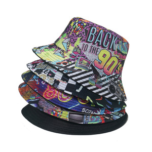 Chapeaux Bob Vintage Années <span class=keywords><strong>80</strong></span> 90, Chapeau Pare-Soleil Style <span class=keywords><strong>Musique</strong></span> Rock, Imprimé Double Face, Chapeau de Pêcheur pour Femmes et Hommes, Fête Disco - Product Image 2