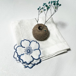 Multi Colors Personalized Custom Embroidered Patterns Monogram Flax Pure Circular <b>Table</b> Placemat <b>Cloth</b> 100% <b>Linen</b> Napkins - Product Image 5