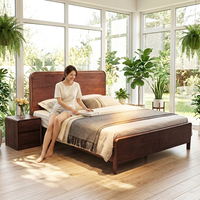 Lit Double Moderne en Bois Massif Prix Usine, Meuble de Chambre de Luxe King Size Rembourré Intégré pour Projet, Vente en Gros