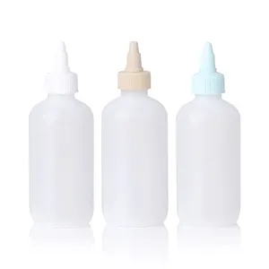 Wholesale PCR PE Plastic Bottle With Twist Top Cap Point Mouth Cap For Hair Oil Plastic Bottle With Brush Cap