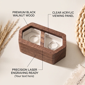 Vietnam Custom MDF Wooden Wedding <b>Ring</b> Box Personalized Double Slot <b>Ring</b> <b>Holder</b> Laser Engraved Rectangle Shape <b>Engagement</b> - Product Image 5